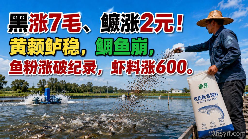 【鱼价】黑鱼鳜鱼涨,黄颡鲈稳,鮰崩,饲料涨价应对策略,操作建议